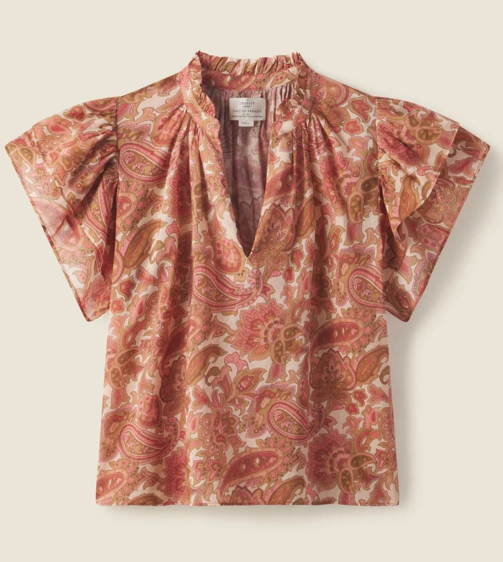 Trovata Birds of Paradis Clover Blouse Autumn Paisley size M medium